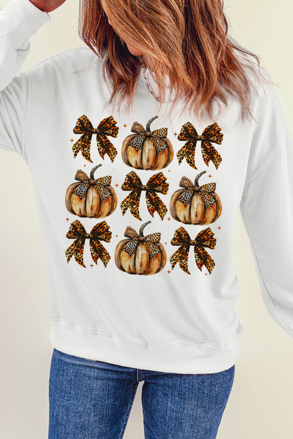 Pumpkin Bow Graphic Sweatshirt