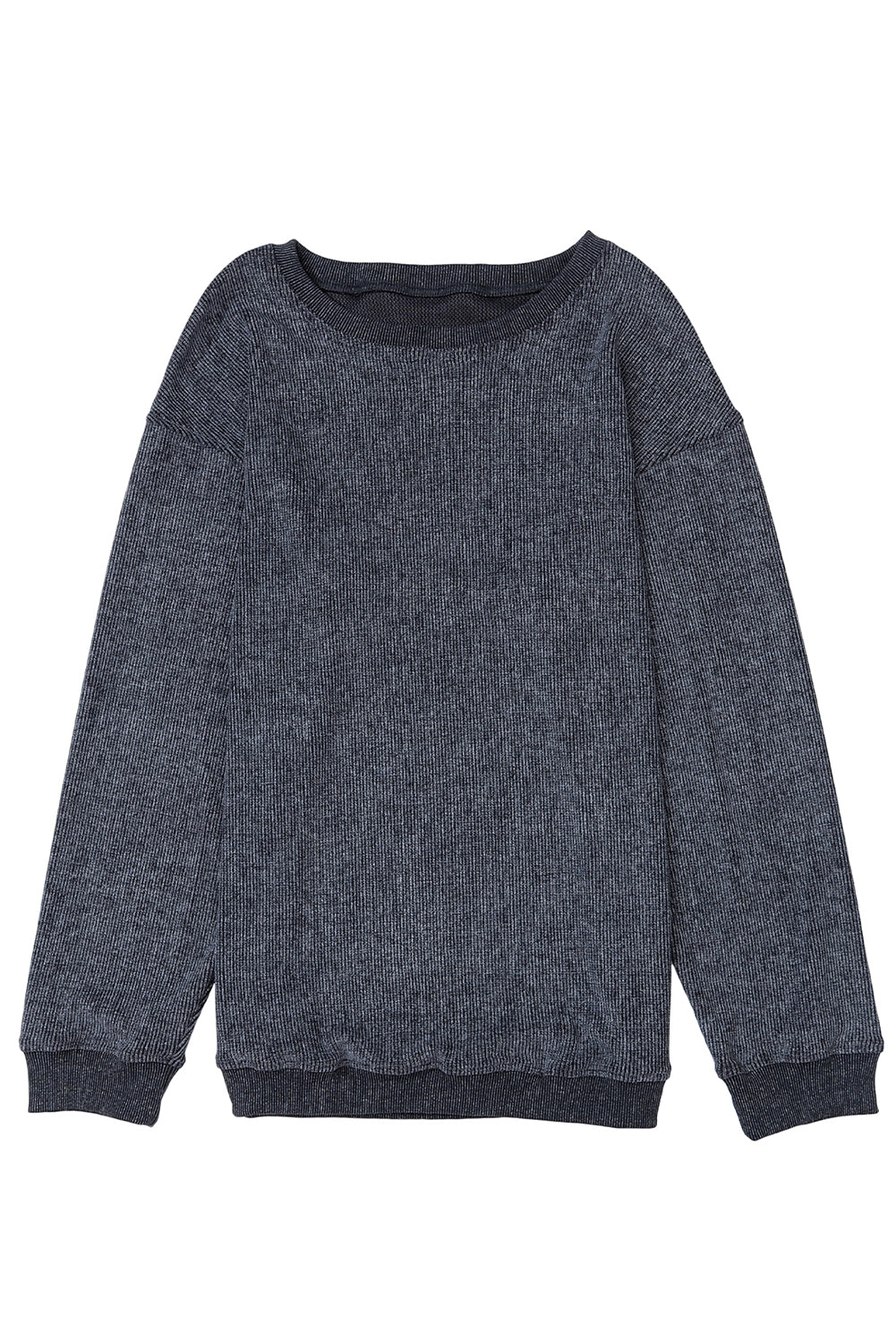 Ribbed Round Neck Sweatshirt