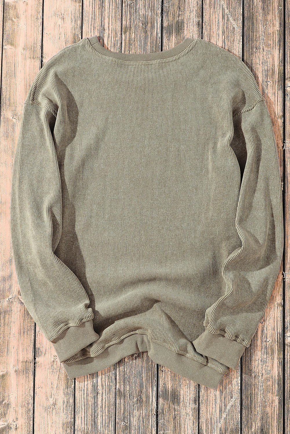 Ribbed Round Neck Sweatshirt