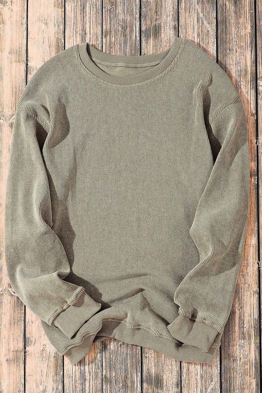 Ribbed Round Neck Sweatshirt