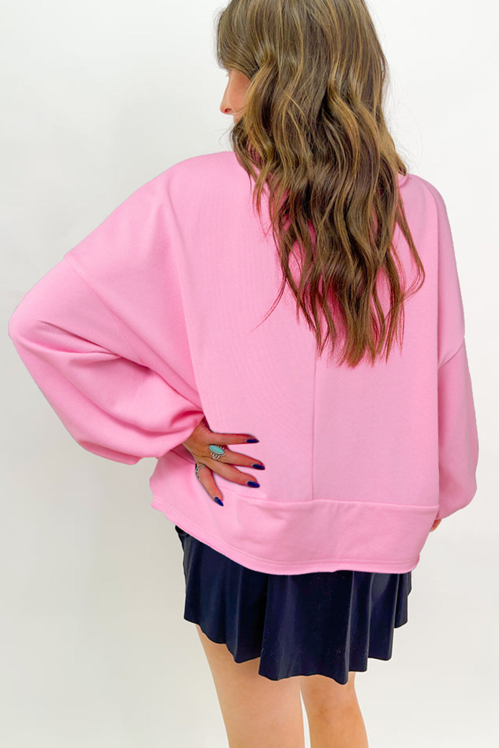 Pink Drop Sleeve Sweatshirt