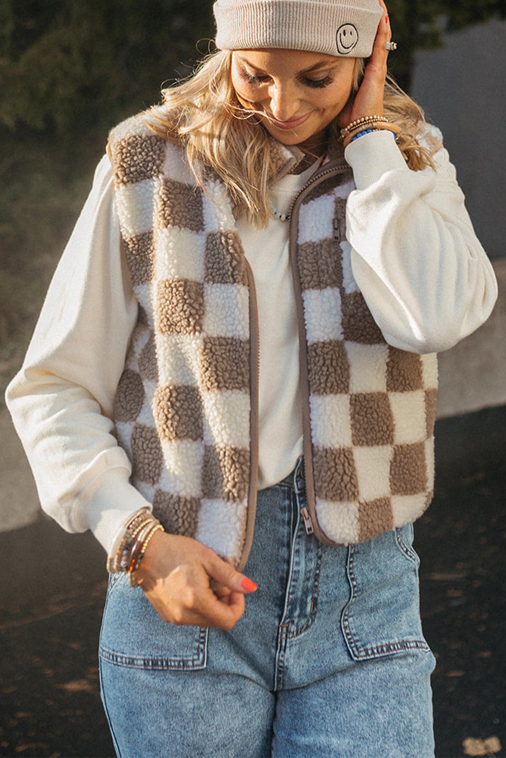 Checkered Sherpa Vest