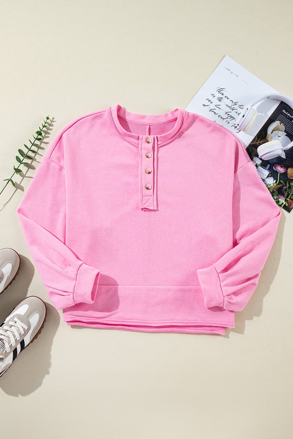 Pink Drop Sleeve Sweatshirt