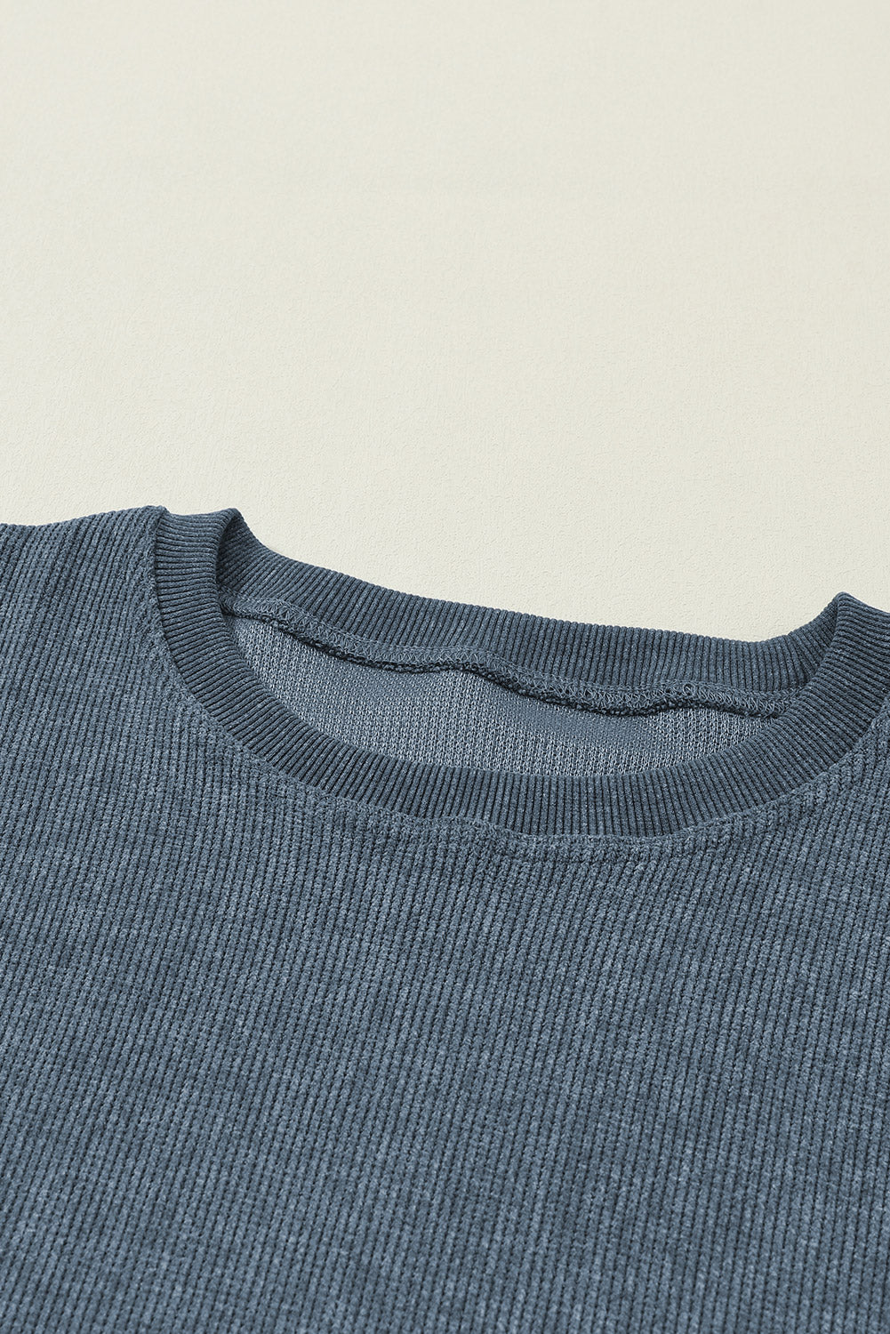 Ribbed Round Neck Sweatshirt