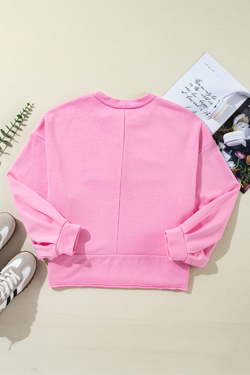 Pink Drop Sleeve Sweatshirt