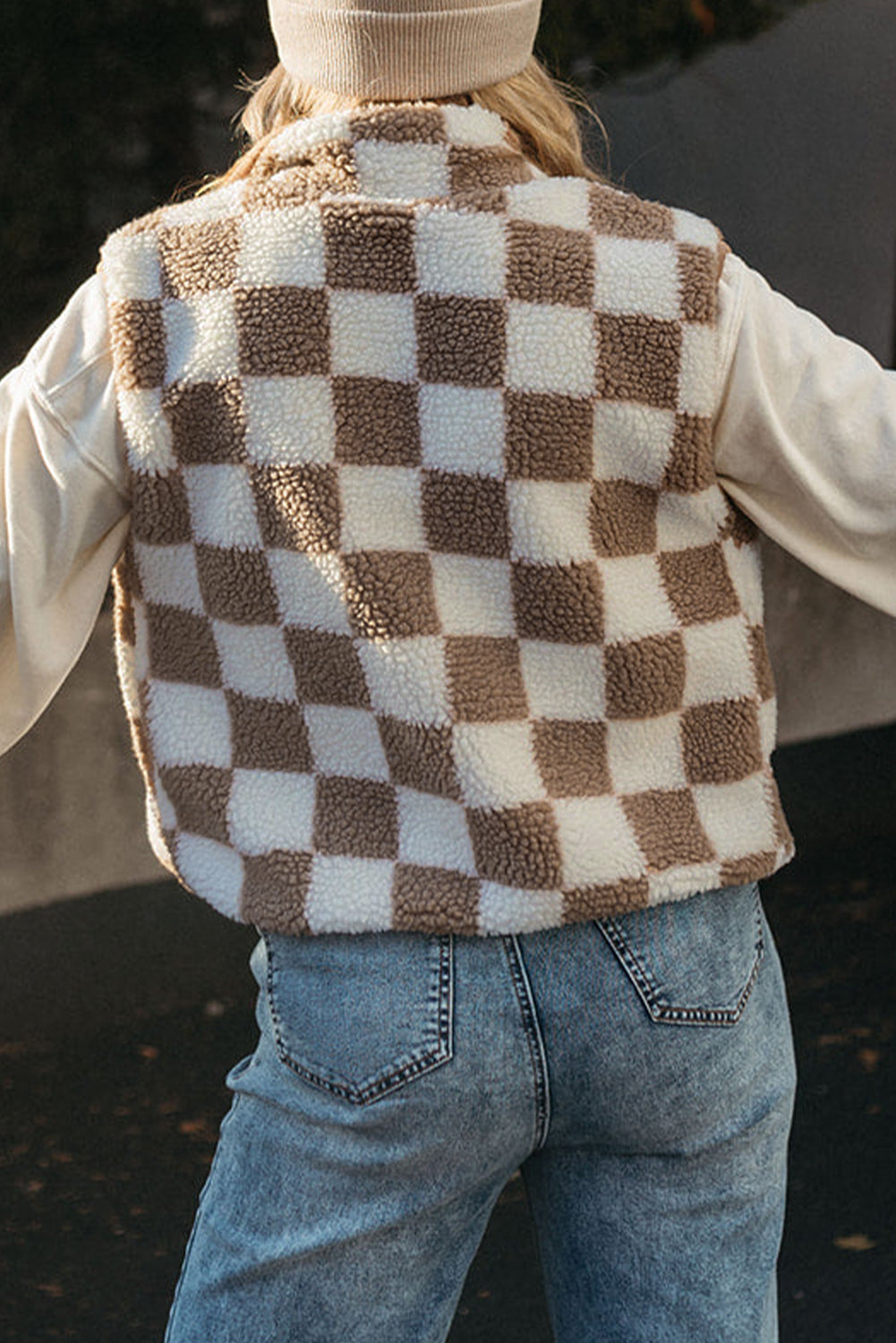 Checkered Sherpa Vest