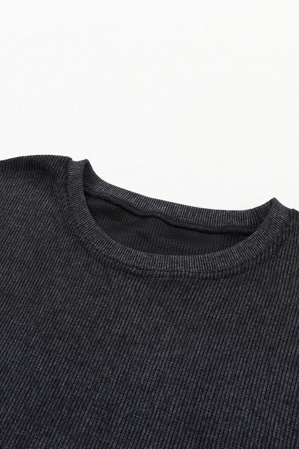 Ribbed Round Neck Sweatshirt