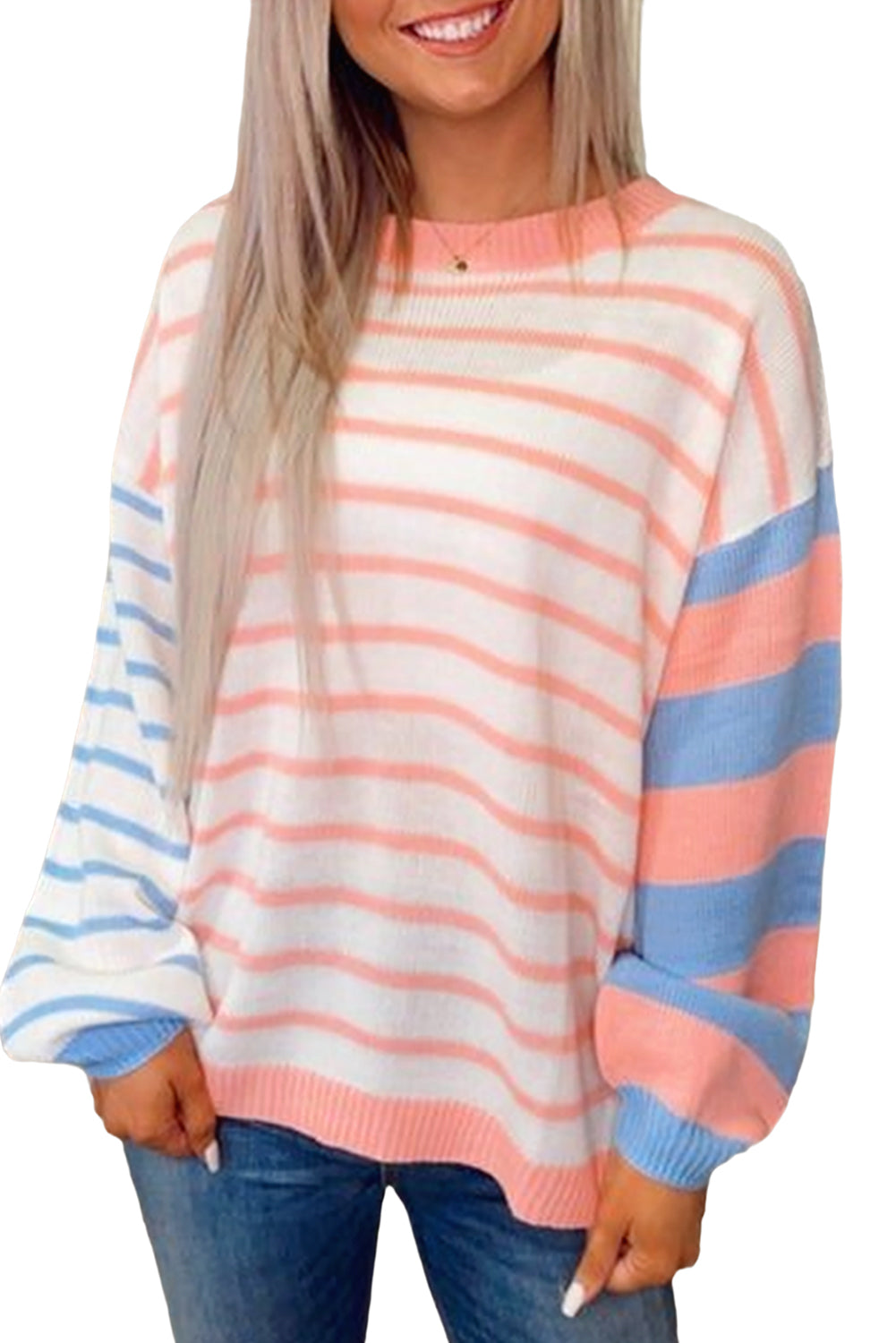 Striped Color Block Oversized Sweater