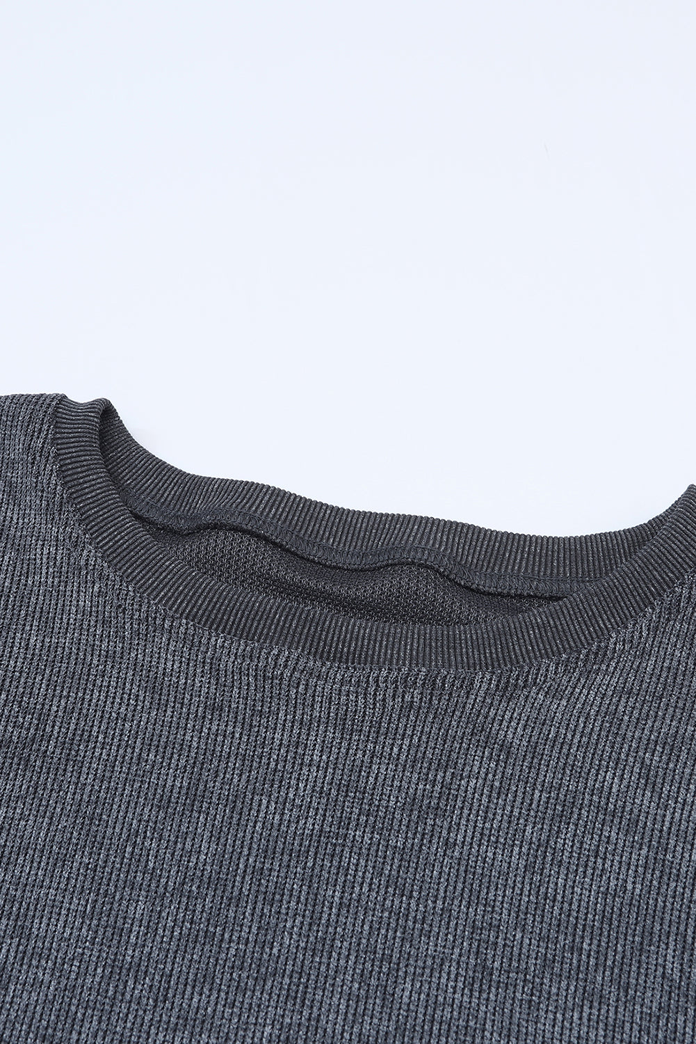 Ribbed Round Neck Sweatshirt