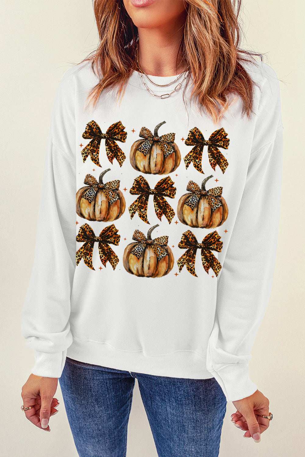 Pumpkin Bow Graphic Sweatshirt