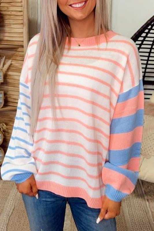 Striped Color Block Oversized Sweater