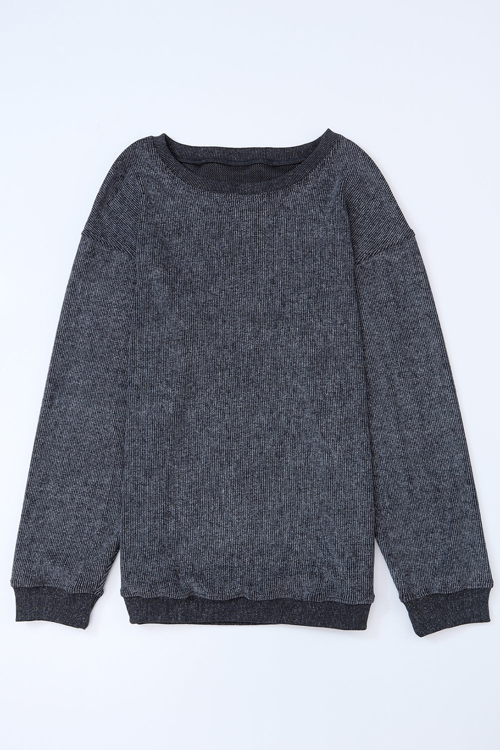 Ribbed Round Neck Sweatshirt