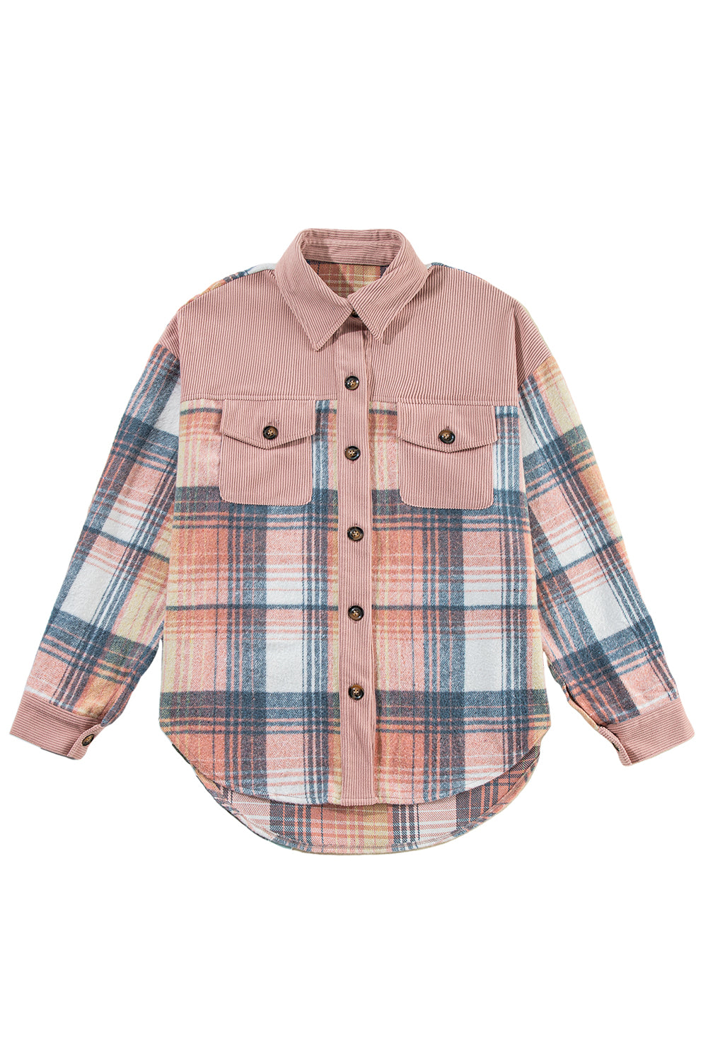 Cinnamon Plaid Corduroy Shacket