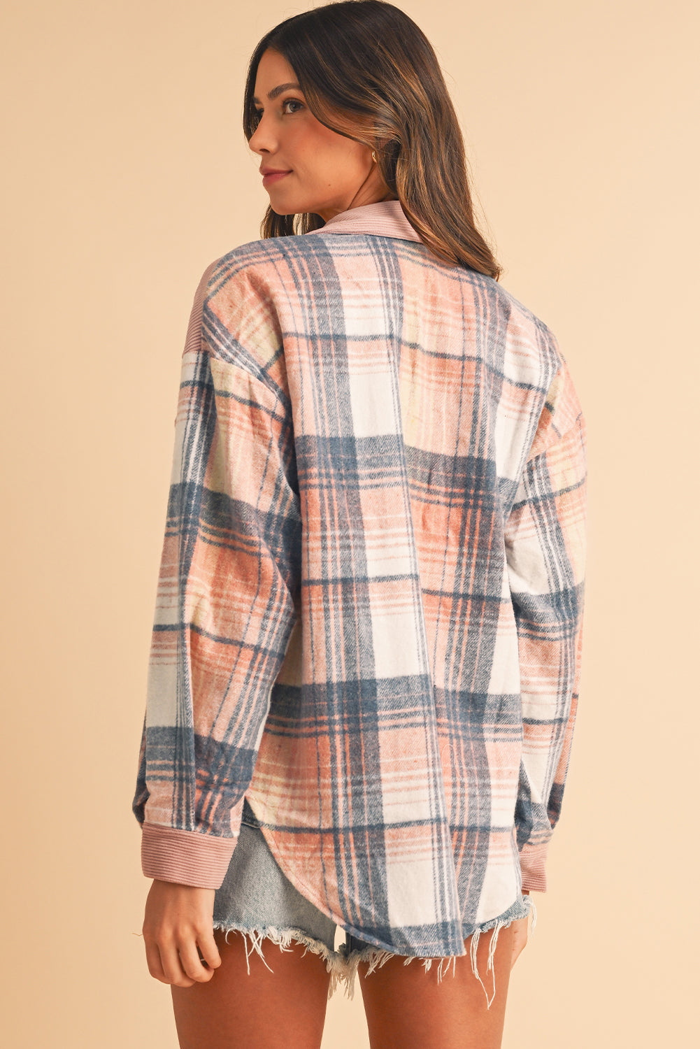 Cinnamon Plaid Corduroy Shacket