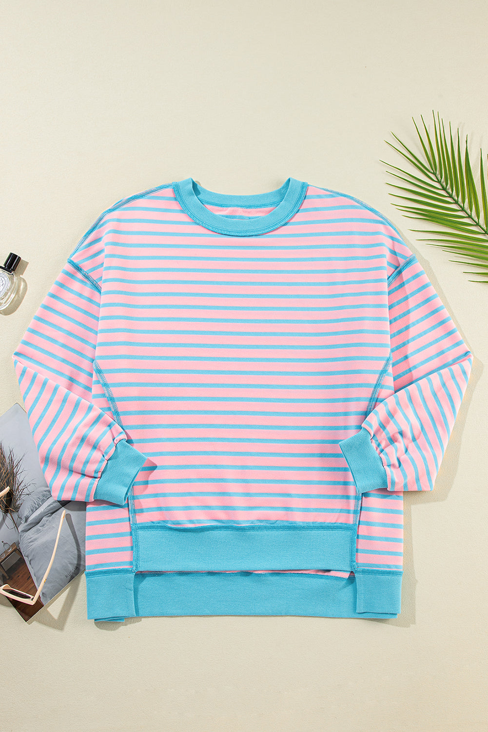 Striped Trim Tunic Sweatshirt