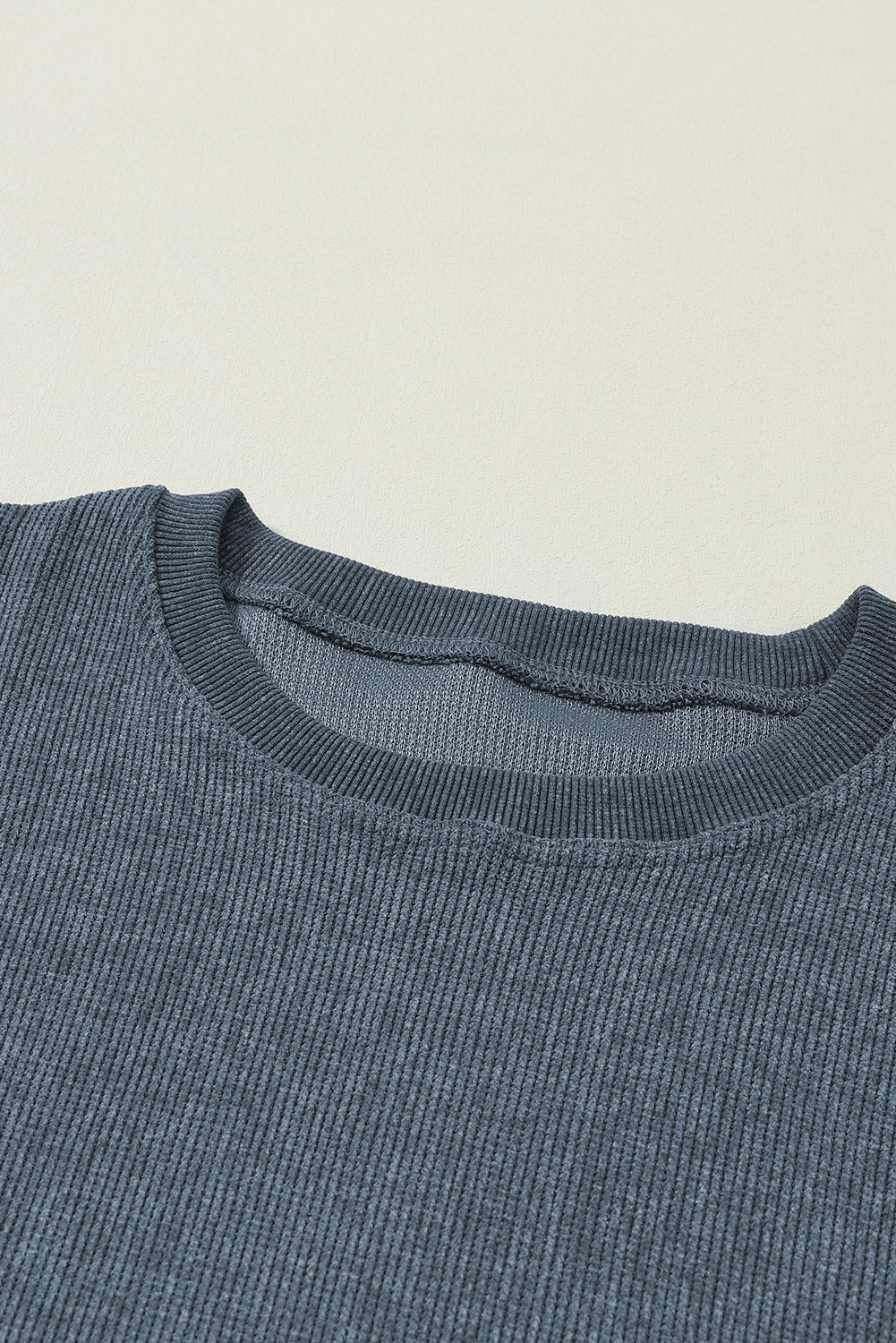 Ribbed Round Neck Sweatshirt