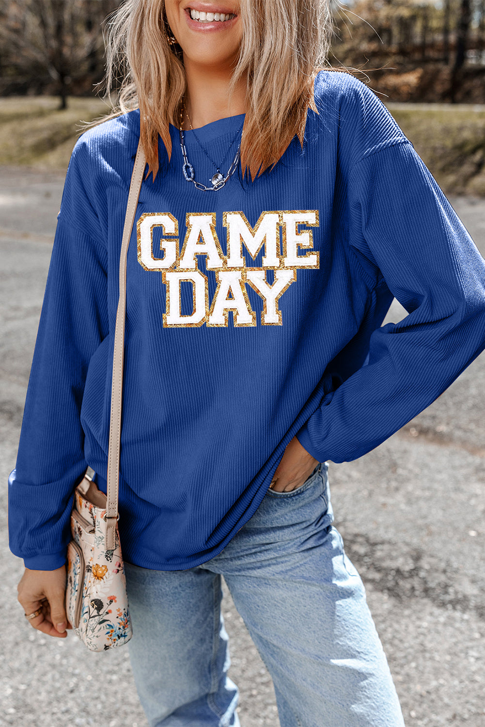 GAME DAY Glitter Detail Sweatshirt