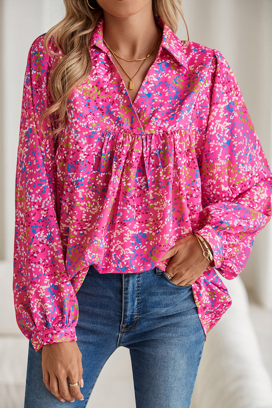 Abstract Print Babydoll Blouse