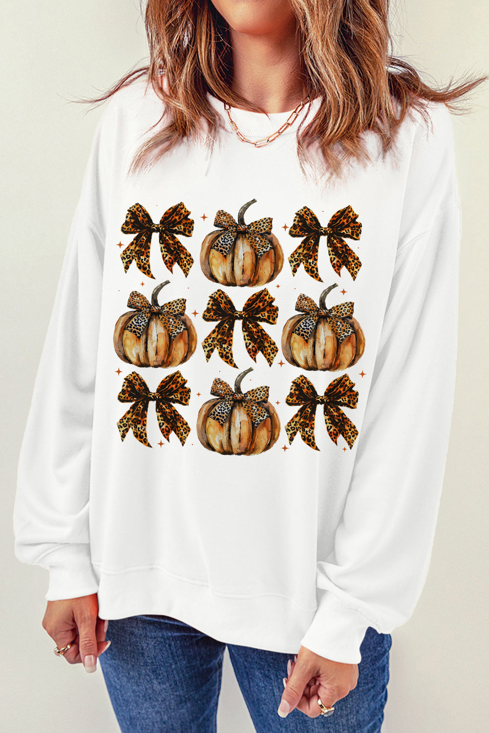 Pumpkin Bow Graphic Sweatshirt