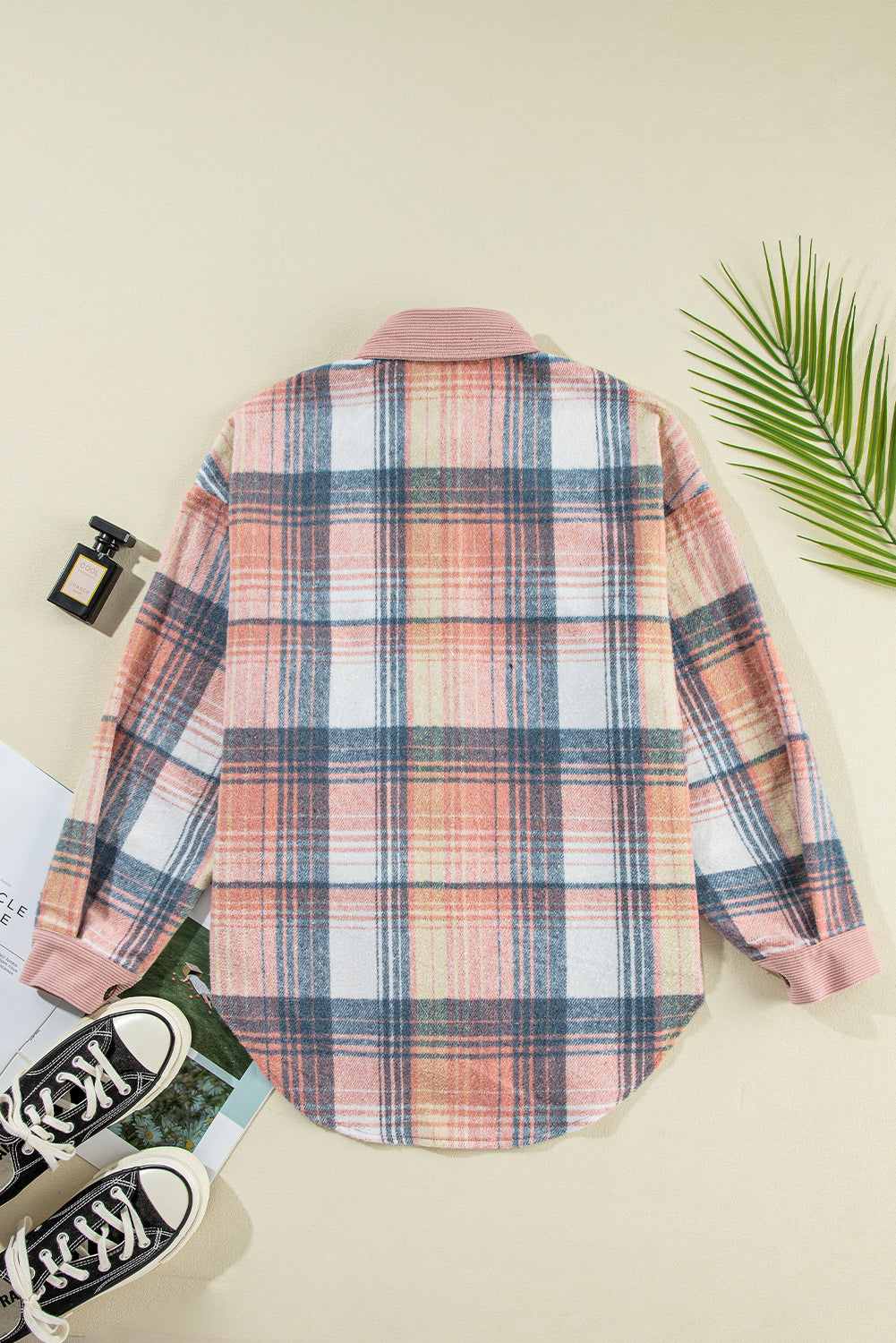 Cinnamon Plaid Corduroy Shacket