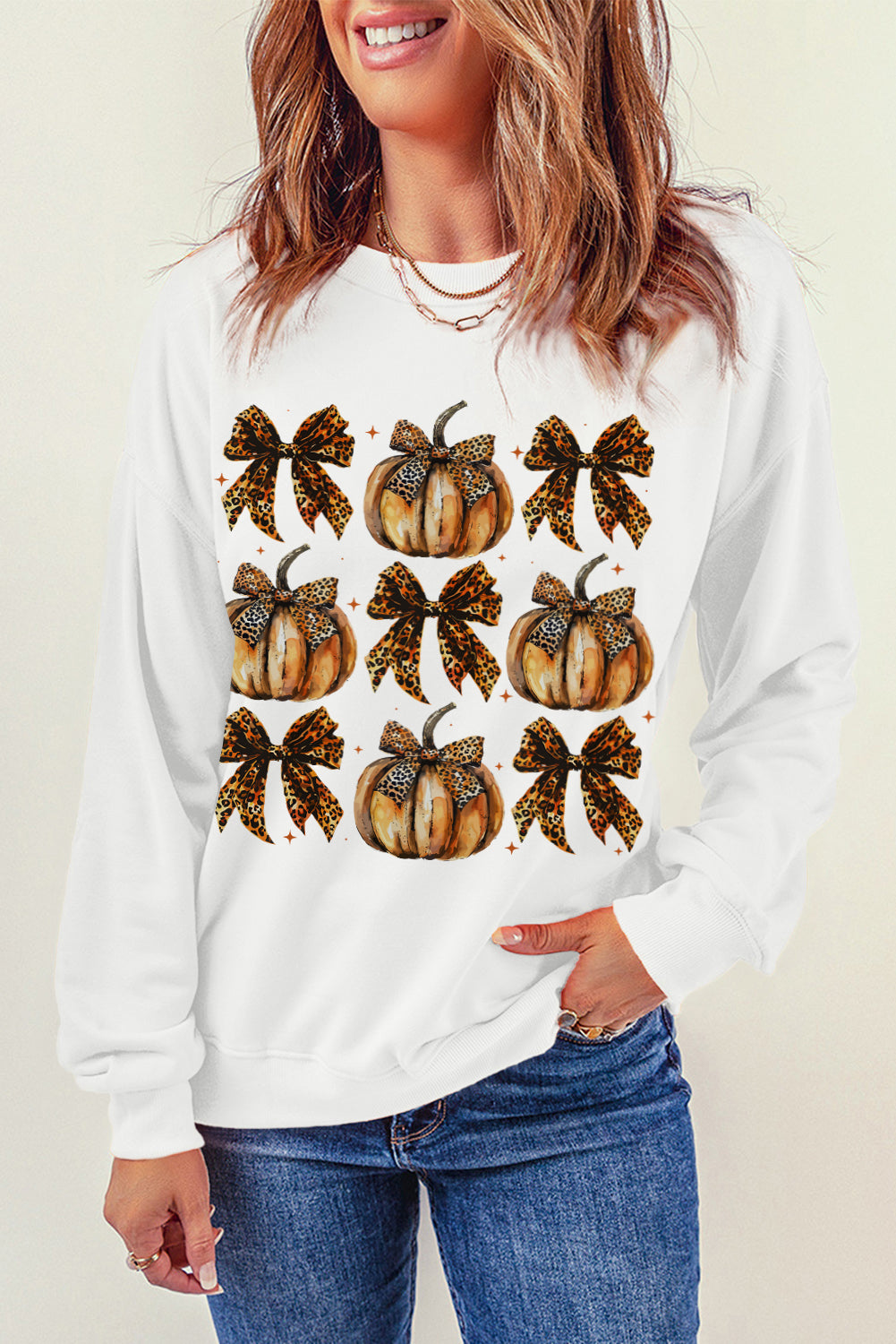 Pumpkin Bow Graphic Sweatshirt